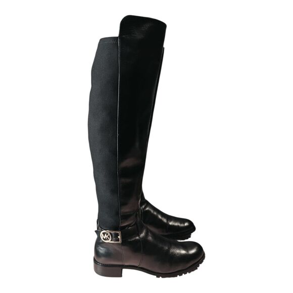 MICHAEL KORS Bryce Black Panel Leather Over The Knee Boot Size 8.5M - Picture 3 of 13